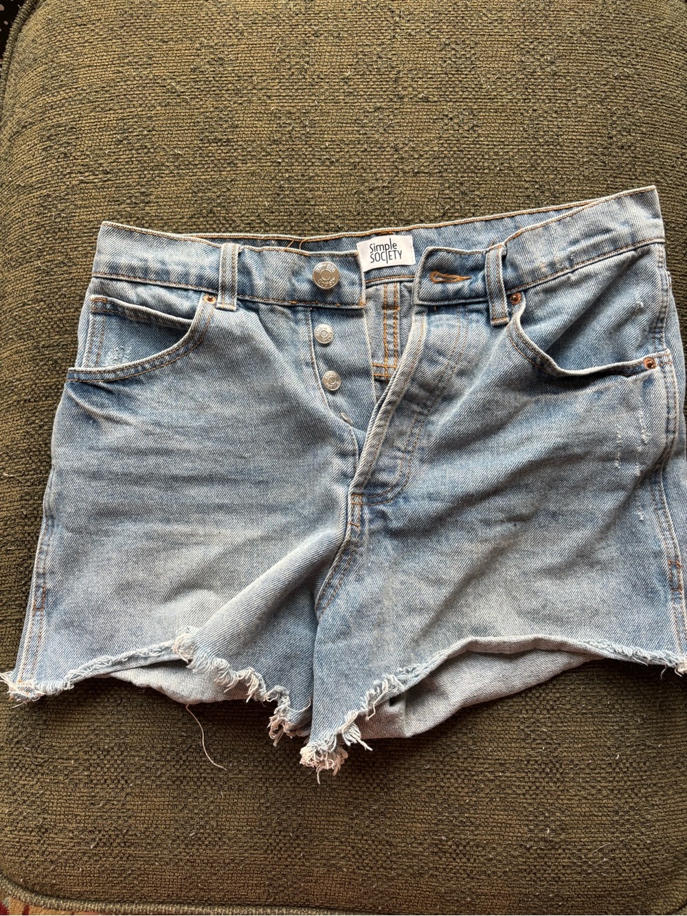 Simple Society High-Rise Light Blue Denim Cutoff Shorts